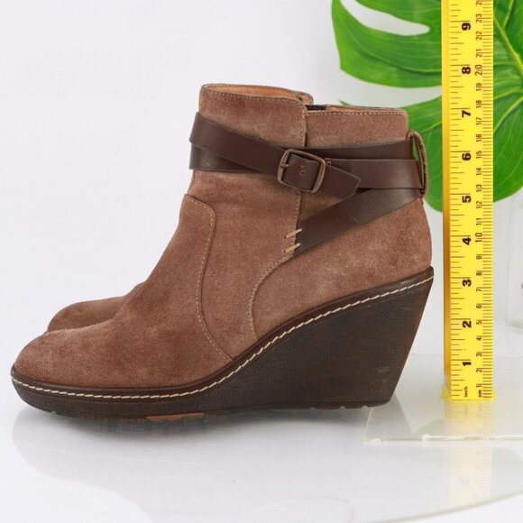Sofft Womens Caralee Boot Size 9 Brown Suede Wedge Heel Bootie Ankle Strap Comfy - Picture 7 of 12